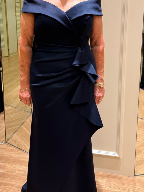 Xscape Dresses & Skirts - Xscape One-Shoulder Navy Evening Dress